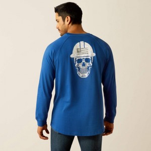 Ariat Rebar Cotton Strong Roughneck T-Shirt Niebieskie Polska | LHFJWO-361 Ariat Rebar Cotton Strong Roughneck T-Shirt Niebieskie Polska | LHFJWO-361