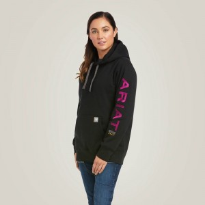 Ariat Rebar Graphic Hoodie Black/Purple Polska | OHYATX-628 Ariat Rebar Graphic Hoodie Black/Purple Polska | OHYATX-628