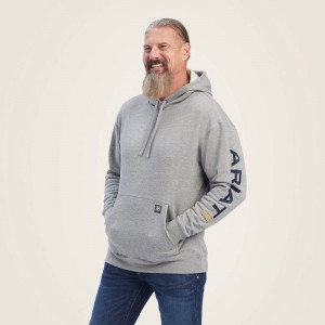 Ariat Rebar Graphic Hoodie Heather Grey/Deep Ultramarine Polska | FXHQTK-243 Ariat Rebar Graphic Hoodie Heather Grey/Deep Ultramarine Polska | FXHQTK-243