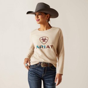Ariat Serape Shield Tee Oatmeal Polska | HCJDAM-472 Ariat Serape Shield Tee Oatmeal Polska | HCJDAM-472