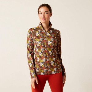Ariat Sunstopper 2.0 1/4 Zip Baselayer Canteen Floral Polska | OZIRGT-915 Ariat Sunstopper 2.0 1/4 Zip Baselayer Canteen Floral Polska | OZIRGT-915