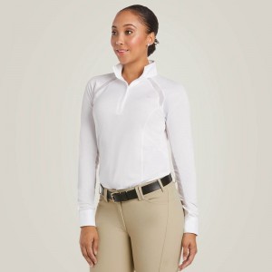 Ariat Sunstopper Pro 2.0 Show Shirt Białe Polska | XBZIVP-470 Ariat Sunstopper Pro 2.0 Show Shirt Białe Polska | XBZIVP-470