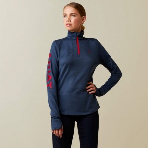 Ariat Team Gridwork 1/4 Zip Baselayer Granatowe Polska | AJRCZE-824 Ariat Team Gridwork 1/4 Zip Baselayer Granatowe Polska | AJRCZE-824