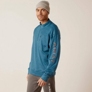 Ariat Team Logo 1/4 Zip Sweatshirt Niebieskie Polska | BNRUAH-794 Ariat Team Logo 1/4 Zip Sweatshirt Niebieskie Polska | BNRUAH-794
