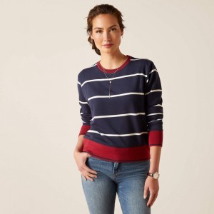 Ariat Tedstock Sweatshirt Navy/White Polska | XEALFS-083 Ariat Tedstock Sweatshirt Navy/White Polska | XEALFS-083