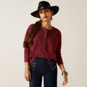 Ariat Terry Henley Sweatshirt Czerwone Polska | BJVHEO-316 Ariat Terry Henley Sweatshirt Czerwone Polska | BJVHEO-316