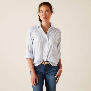 Ariat Tiburon Shirt Niebieskie Paski Polska | KMWZEY-286 Ariat Tiburon Shirt Niebieskie Paski Polska | KMWZEY-286