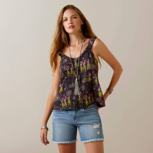 Ariat Western Aloha Top Wa Hula Print Polska | MTOPXD-805 Ariat Western Aloha Top Wa Hula Print Polska | MTOPXD-805