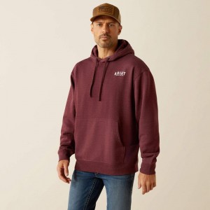 Ariat Western Vertical Flag Hoodie Berry Bark Heather Polska | GQSWVZ-806