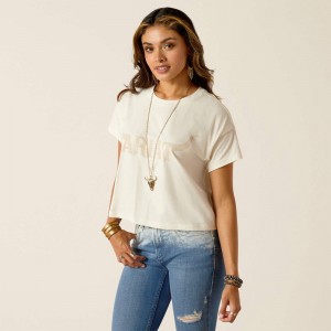 Ariat Wild Hat T-Shirt Coconut Milk Polska | URGBCM-432