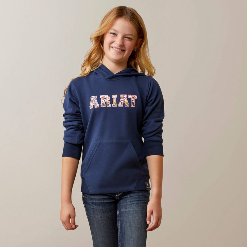 Ariat 3d Logo 2.0 Hoodie Navy/Red Polska | XOLFUP-862 - Kliknij obrazek, aby zamknąć