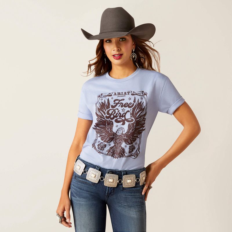 Ariat American Free T-Shirt Orchid Heather Polska | RLQMHX-430 - Kliknij obrazek, aby zamknąć