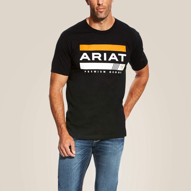 Ariat Bar Stripe T-Shirt Czarne Polska | MBQAHF-574 - Kliknij obrazek, aby zamknąć