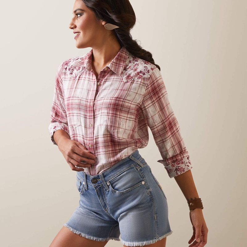 Ariat Billie Jean Shirt Willa Plaid Floral Polska | MZNSVA-814 - Kliknij obrazek, aby zamknąć