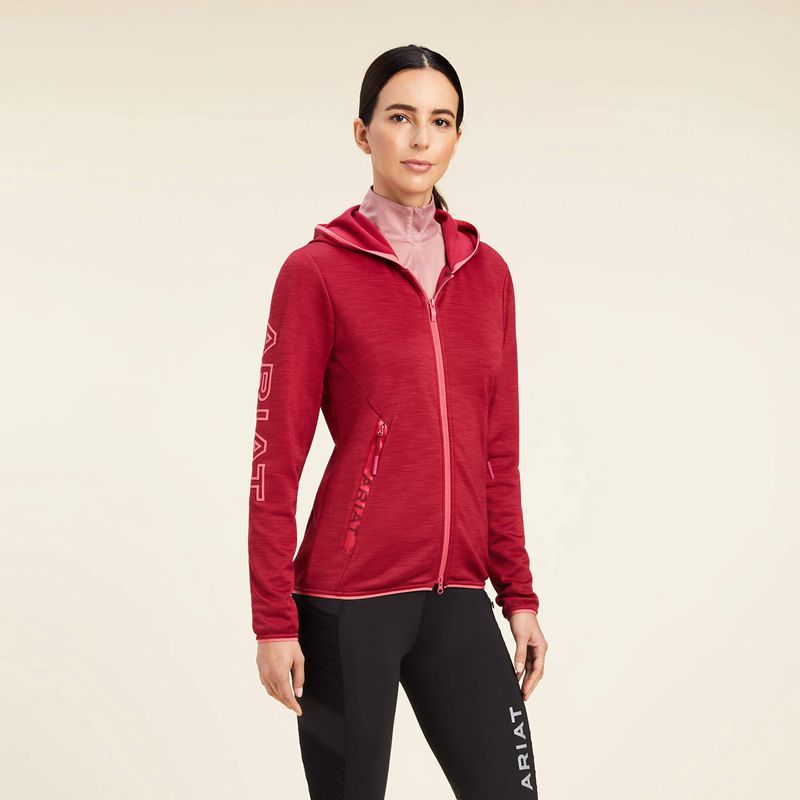 Ariat Byron Full Zip Hoodie Czerwone Polska | XJQGNK-154 - Kliknij obrazek, aby zamknąć