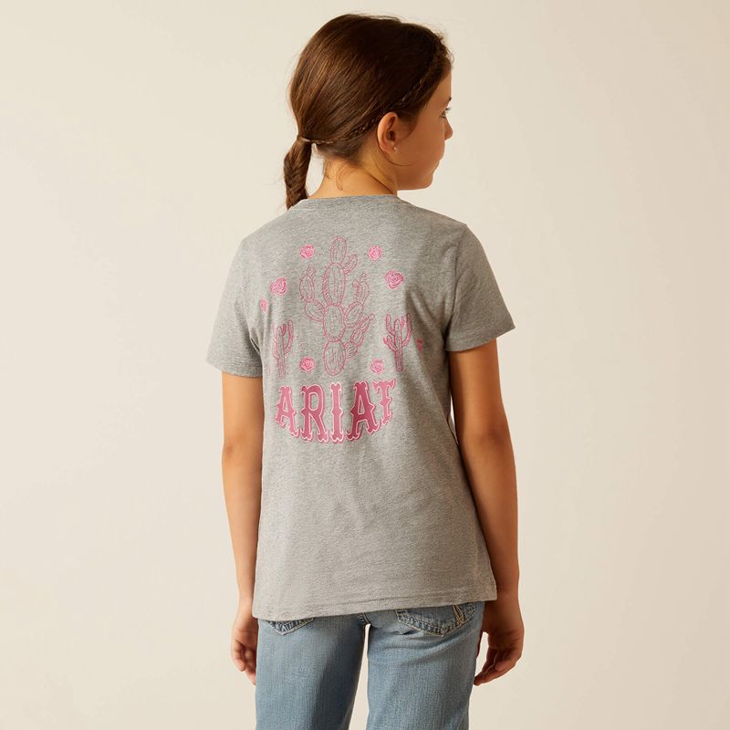 Ariat Cactus Rose T-Shirt Szare Polska | JUYDEB-276 - Kliknij obrazek, aby zamknąć