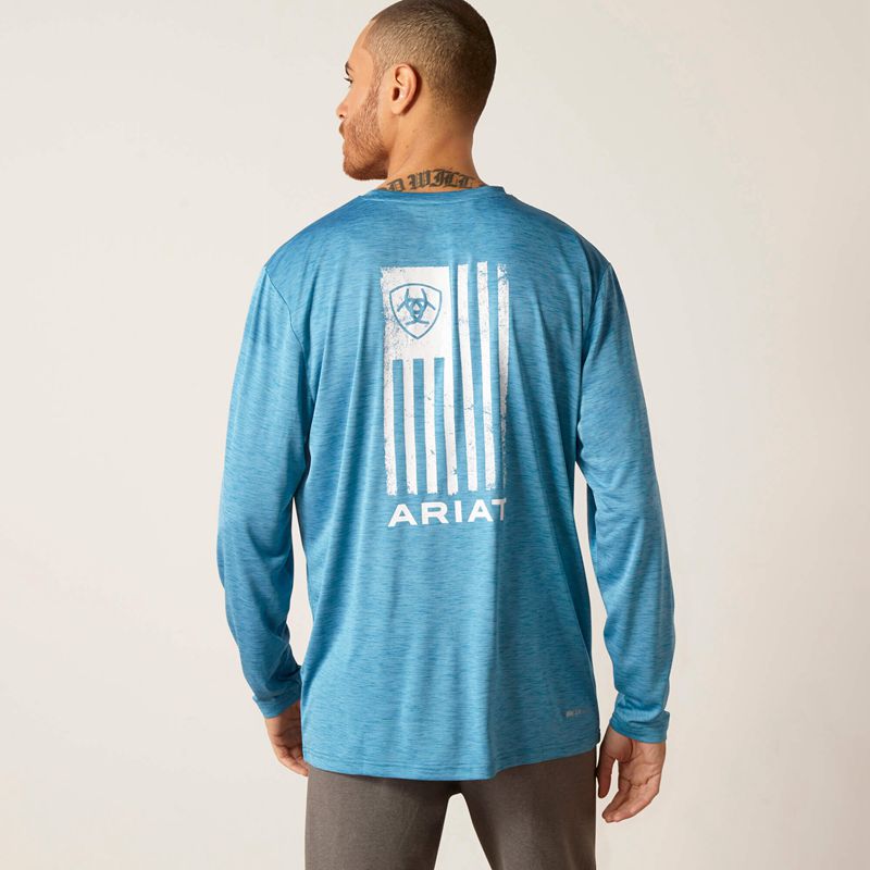 Ariat Charger Faded T-Shirt Seaport Heather Polska | CPZVRL-623 - Kliknij obrazek, aby zamknąć