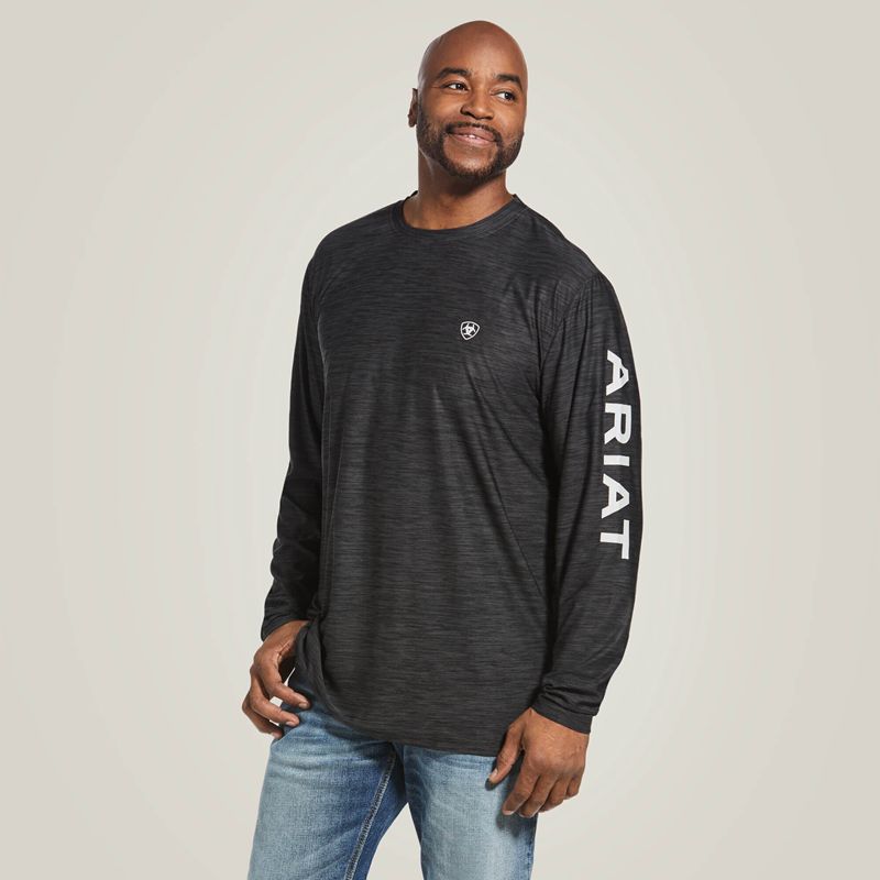 Ariat Charger Logo T-Shirt Charcoal Heather Polska | DONKBX-980 - Kliknij obrazek, aby zamknąć