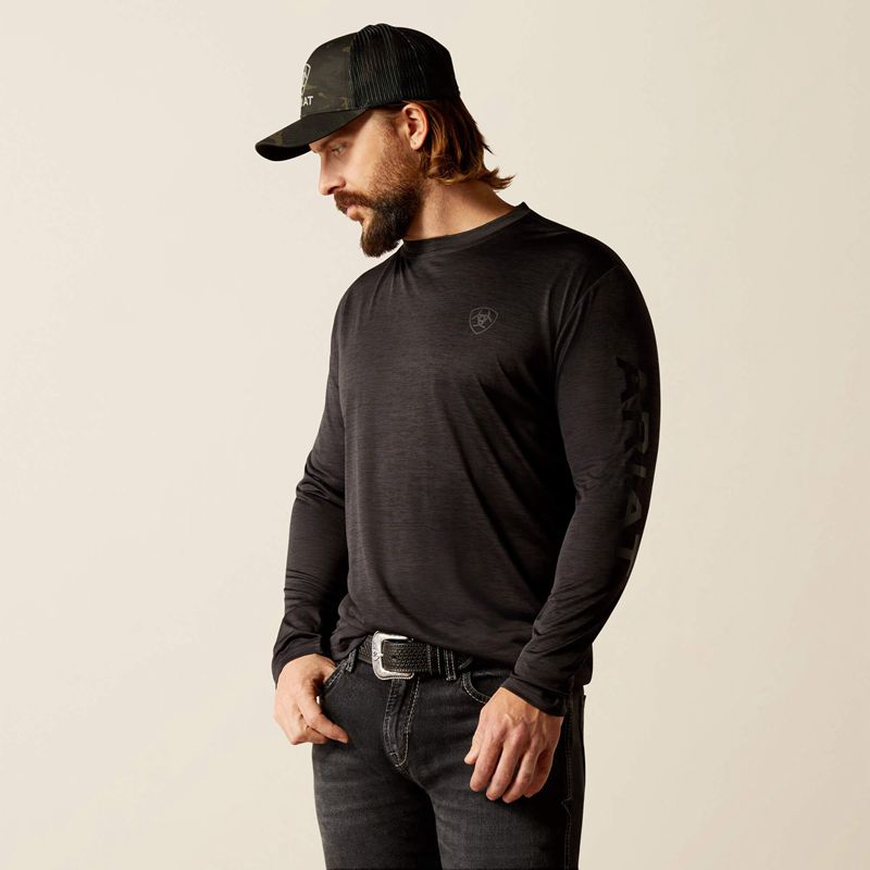 Ariat Charger Logo T-Shirt Czarne Polska | QHZOWJ-680 - Kliknij obrazek, aby zamknąć