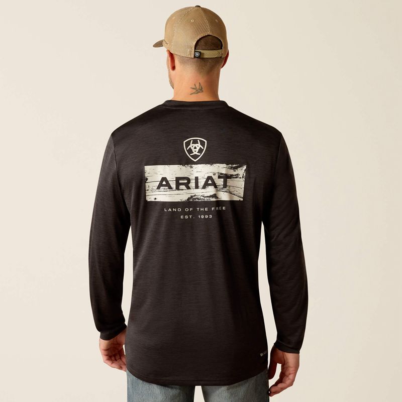 Ariat Charger Stacks T-Shirt Czarne Polska | OWDLPU-349 - Kliknij obrazek, aby zamknąć