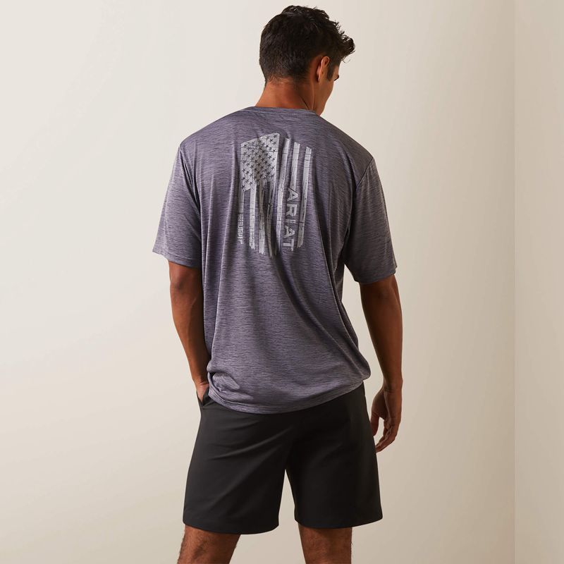 Ariat Charger Vertical Flag Tee Graystone Polska | AYLMNQ-594 - Kliknij obrazek, aby zamknąć