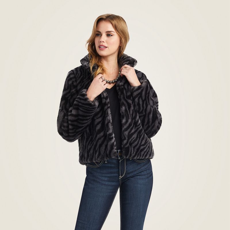 Ariat City Girl Faux Fur Jacket Czarne Polska | AQCYVK-098 - Kliknij obrazek, aby zamknąć