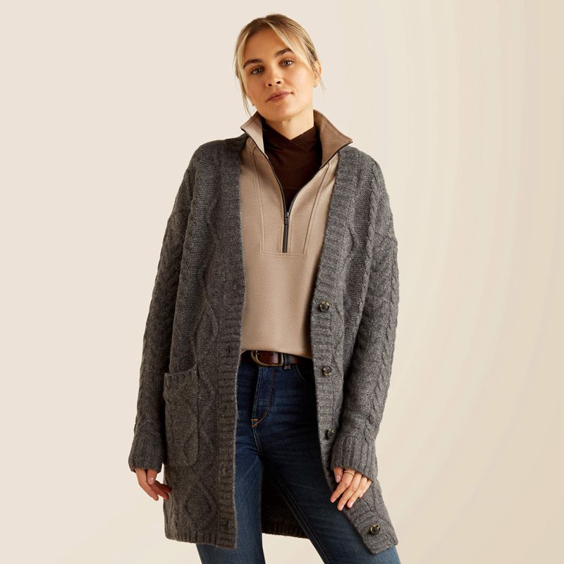 Ariat Colma Cardigan Charcoal Polska | FDGWIH-968 - Kliknij obrazek, aby zamknąć