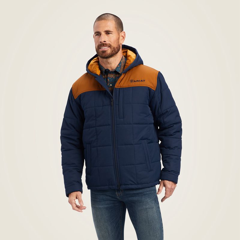 Ariat Crius Hooded Insulated Jacket Granatowe Polska | VBHGLR-235 - Kliknij obrazek, aby zamknąć