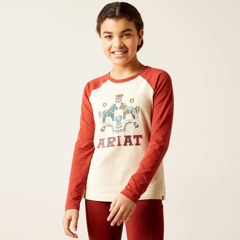 Ariat Dala Horses T-Shirt Oatmeal Heather Polska | UGXOJW-894 - Kliknij obrazek, aby zamknąć