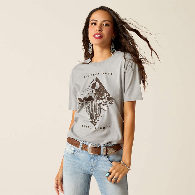 Ariat Day And Night T-Shirt Stone Heather Polska | ZVKCHQ-419 - Kliknij obrazek, aby zamknąć