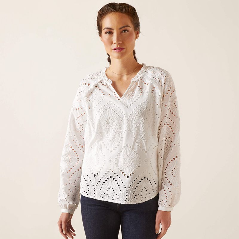 Ariat Decelea Blouse Białe Polska | ZKGYPW-805 - Kliknij obrazek, aby zamknąć