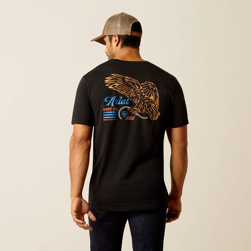 Ariat Eagle Freedom T-Shirt Czarne Polska | ATQLBP-984 - Kliknij obrazek, aby zamknąć