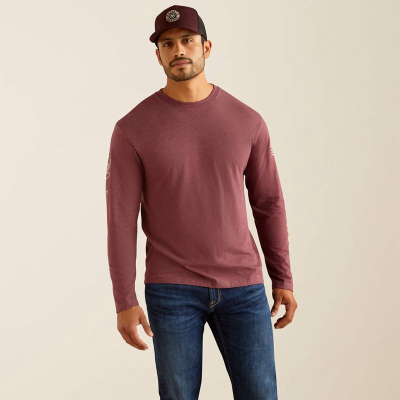 Ariat Elevated V2 T-Shirt Bordowe Polska | QBJNUA-310 - Kliknij obrazek, aby zamknąć