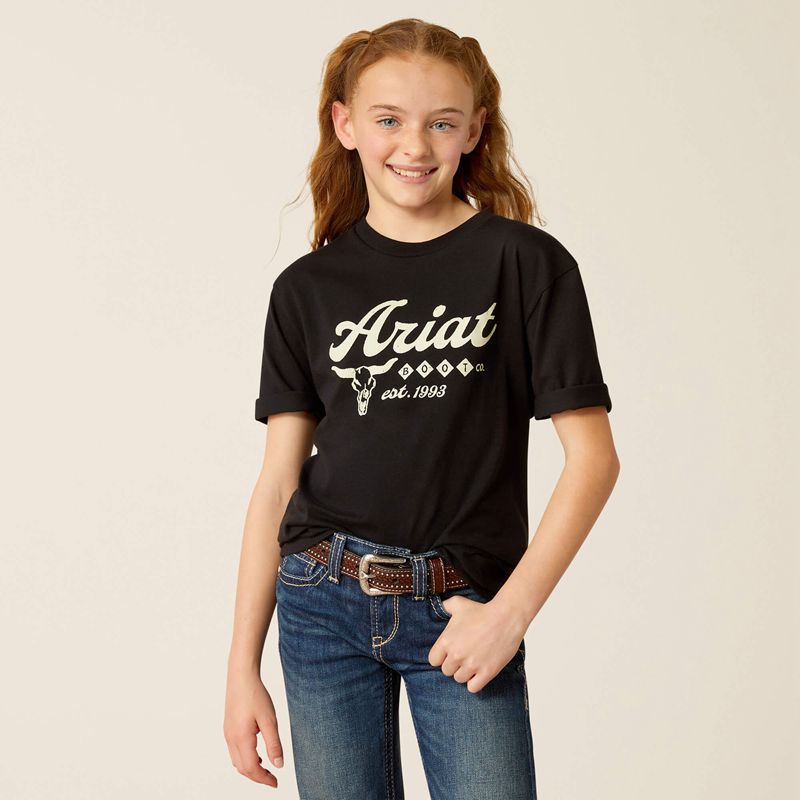 Ariat Established Boot Co T-Shirt Czarne Polska | BTIHRW-391 - Kliknij obrazek, aby zamknąć