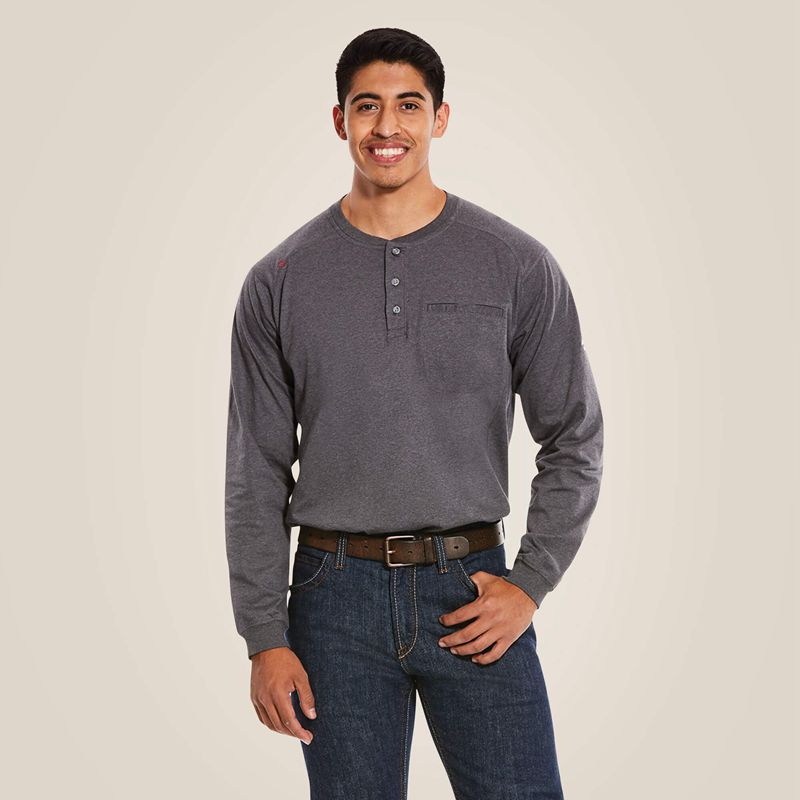 Ariat Fr Air Henley Charcoal Heather Polska | LMNXUG-083 - Kliknij obrazek, aby zamknąć