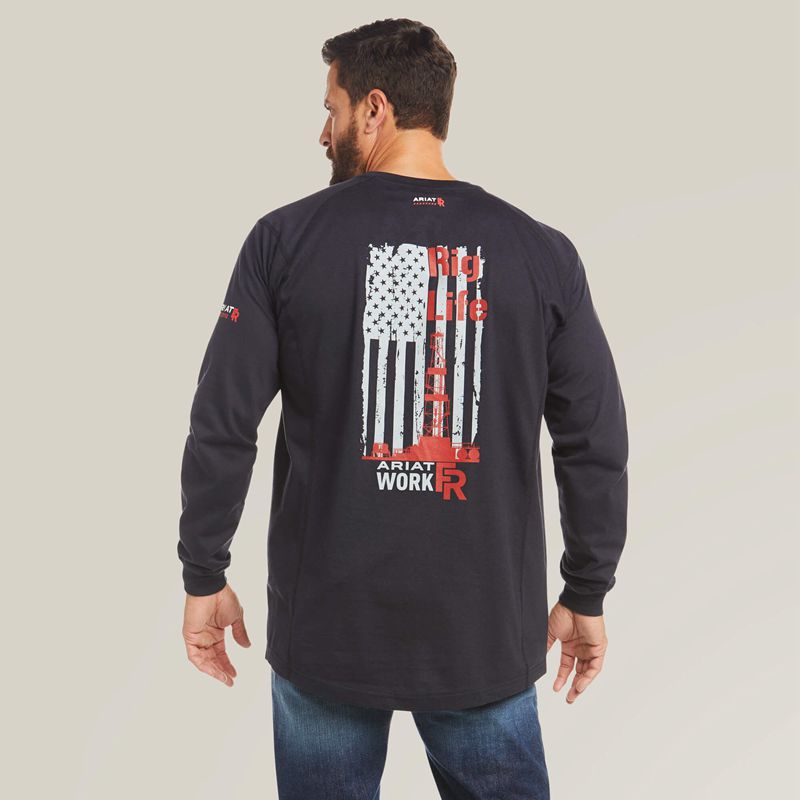 Ariat Fr Air Rig Life Graphic T-Shirt Czarne Polska | FEPUBA-547 - Kliknij obrazek, aby zamknąć