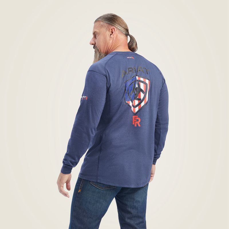 Ariat Fr Air Service T-Shirt Granatowe Polska | WIQORZ-125 - Kliknij obrazek, aby zamknąć