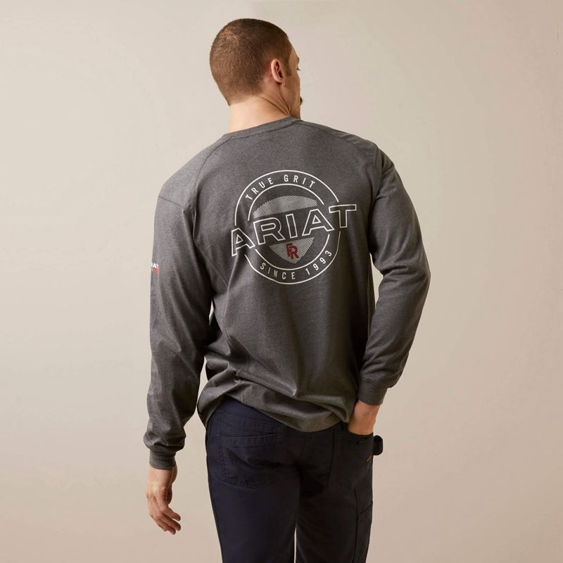 Ariat Fr Air True Grit T-Shirt Charcoal Heather Polska | EDAZBX-179 - Kliknij obrazek, aby zamknąć