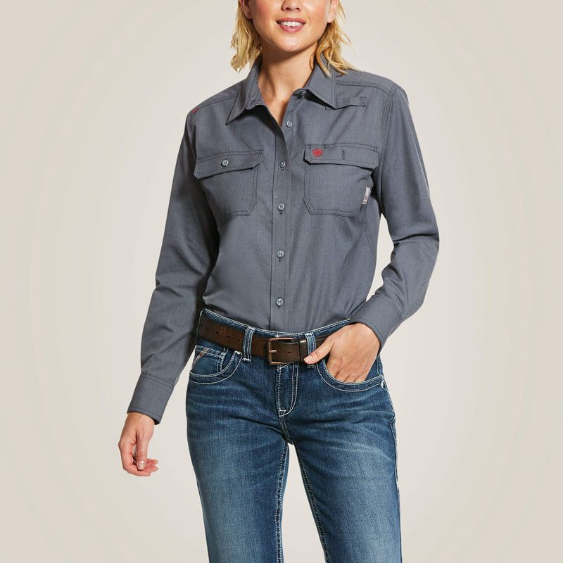 Ariat Fr Featherlight Work Shirt Gunmetal Polska | OQDWLN-478 - Kliknij obrazek, aby zamknąć