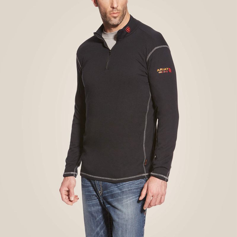 Ariat Fr Polartec 1/4 Zip Top Czarne Polska | KFMJPS-745 - Kliknij obrazek, aby zamknąć