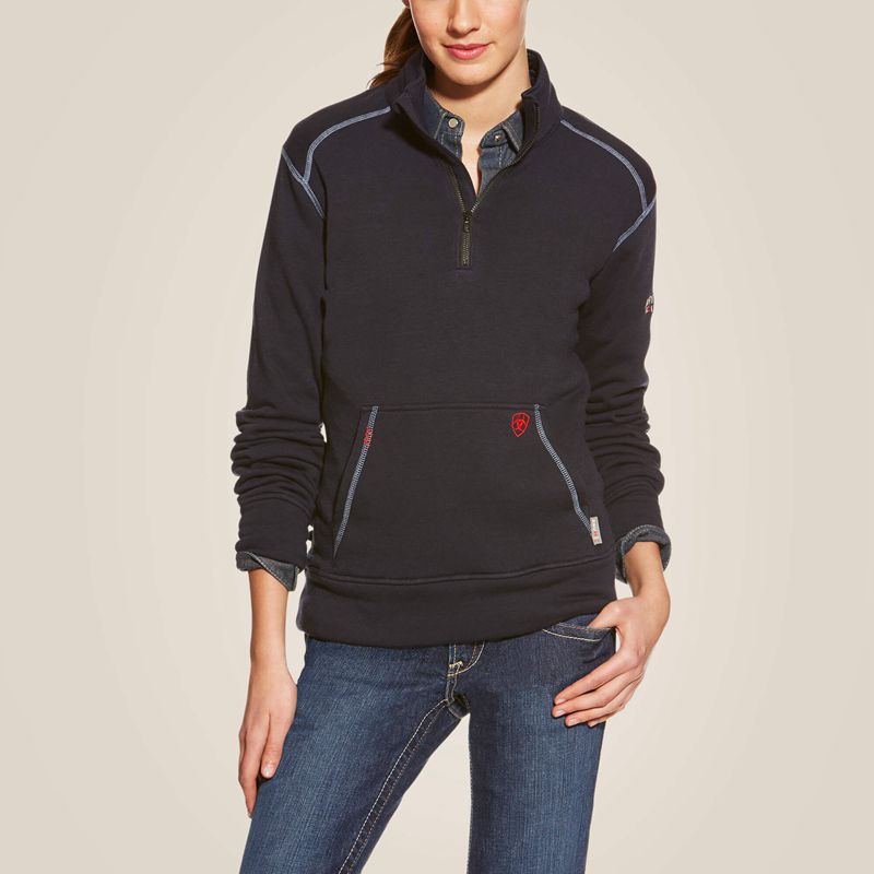 Ariat Fr Polartec Fleece 1/4 Zip Top Granatowe Polska | PBNKLR-124 - Kliknij obrazek, aby zamknąć