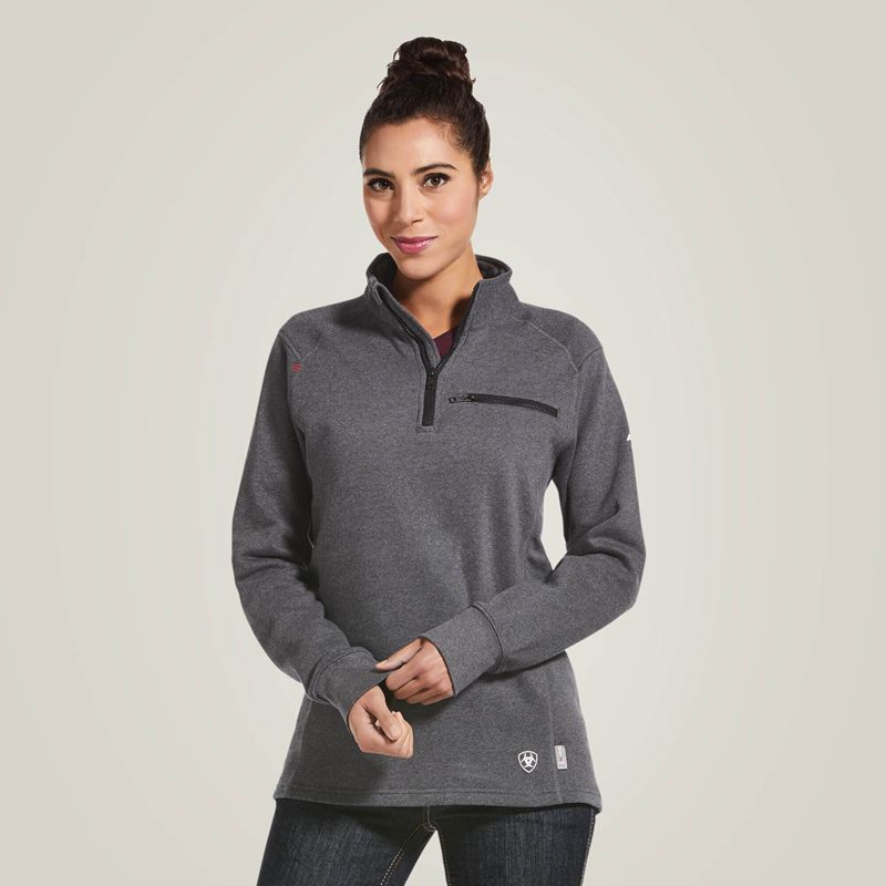 Ariat Fr Rev 1/4 Zip Top Charcoal Heather Polska | ZMDIJQ-812 - Kliknij obrazek, aby zamknąć