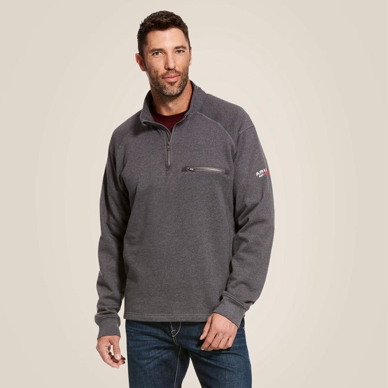 Ariat Fr Rev 1/4 Zip Top Charcoal Heather Polska | HVUKIB-607 - Kliknij obrazek, aby zamknąć