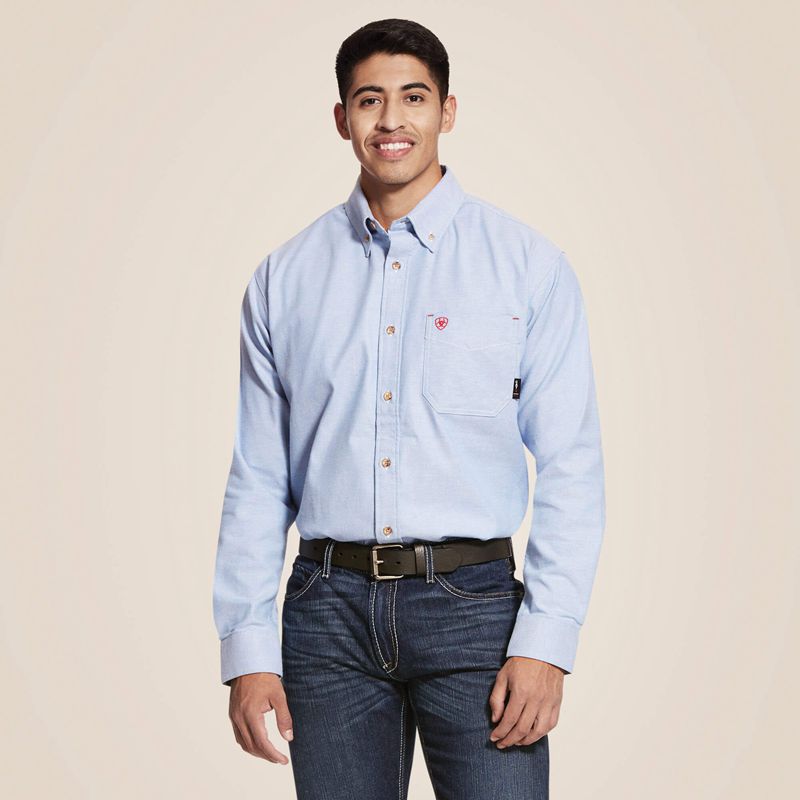 Ariat Fr Solid Twill Durastretch Work Shirt Niebieskie Polska | PWRUCH-985 - Kliknij obrazek, aby zamknąć