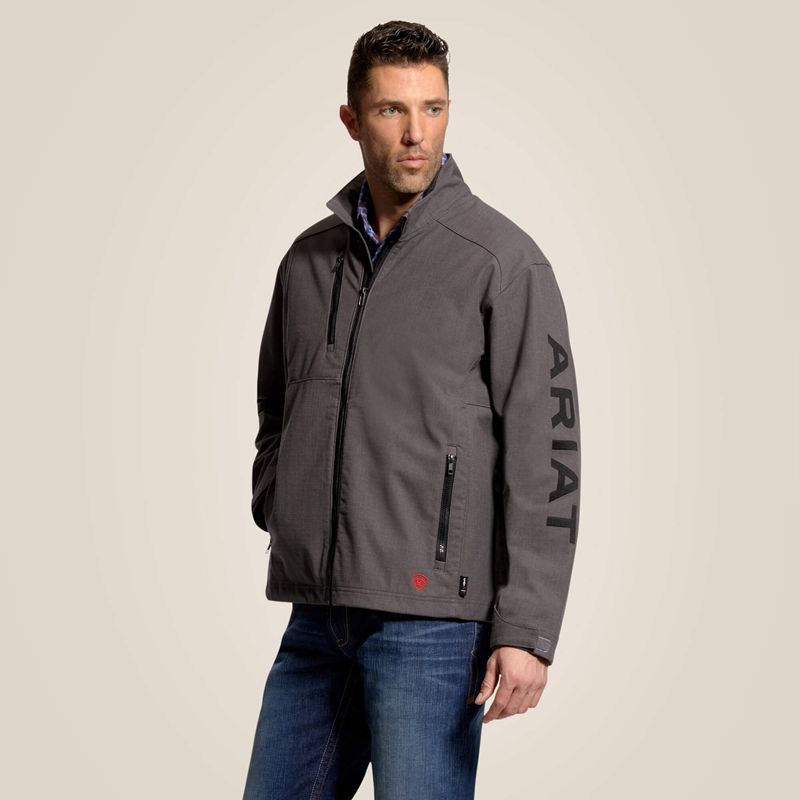 Ariat Fr Team Logo Softshell Jacket Iron Gray Polska | MGJXNH-327 - Kliknij obrazek, aby zamknąć