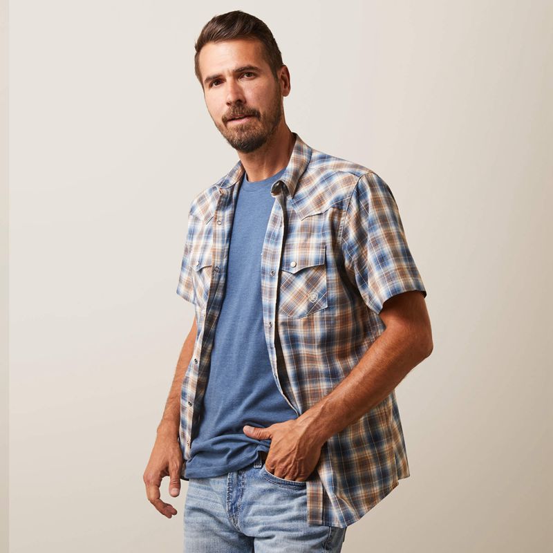 Ariat Hallwood Retro Fit Shirt Niebieskie Polska | HBTNEG-046 - Kliknij obrazek, aby zamknąć