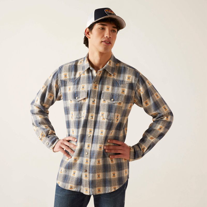 Ariat Hiro Retro Fit Shirt Vaporous Gray Polska | KNUYCR-384 - Kliknij obrazek, aby zamknąć