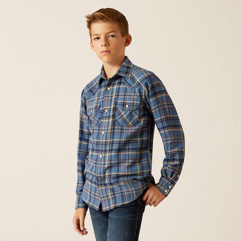 Ariat Huntley Retro Fit Shirt Niebieskie Polska | QTMKEB-718 - Kliknij obrazek, aby zamknąć