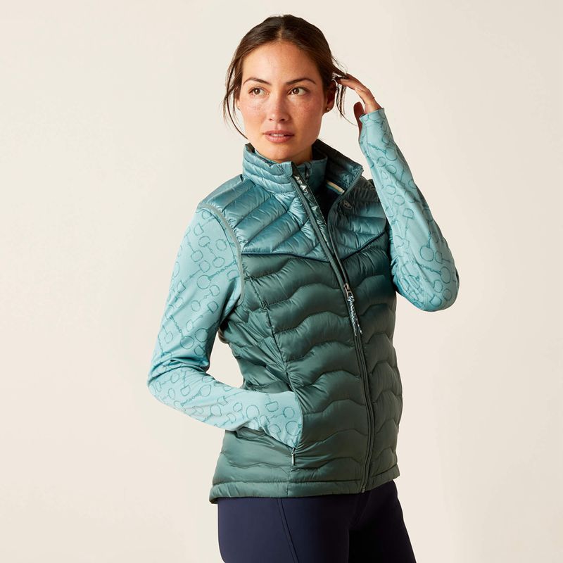 Ariat Ideal Down Vest Iridescent Arctic/Silver Pine Polska | TSLCZG-628 - Kliknij obrazek, aby zamknąć