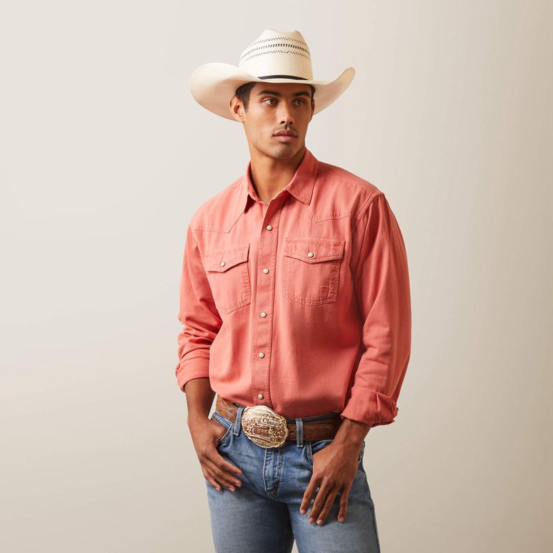 Ariat Jurlington Retro Fit Shirt Faded Brick Polska | AXUQEB-580 - Kliknij obrazek, aby zamknąć